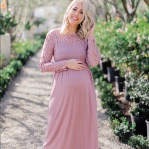 PinkBlush Mauve Lace Maternity Dress
